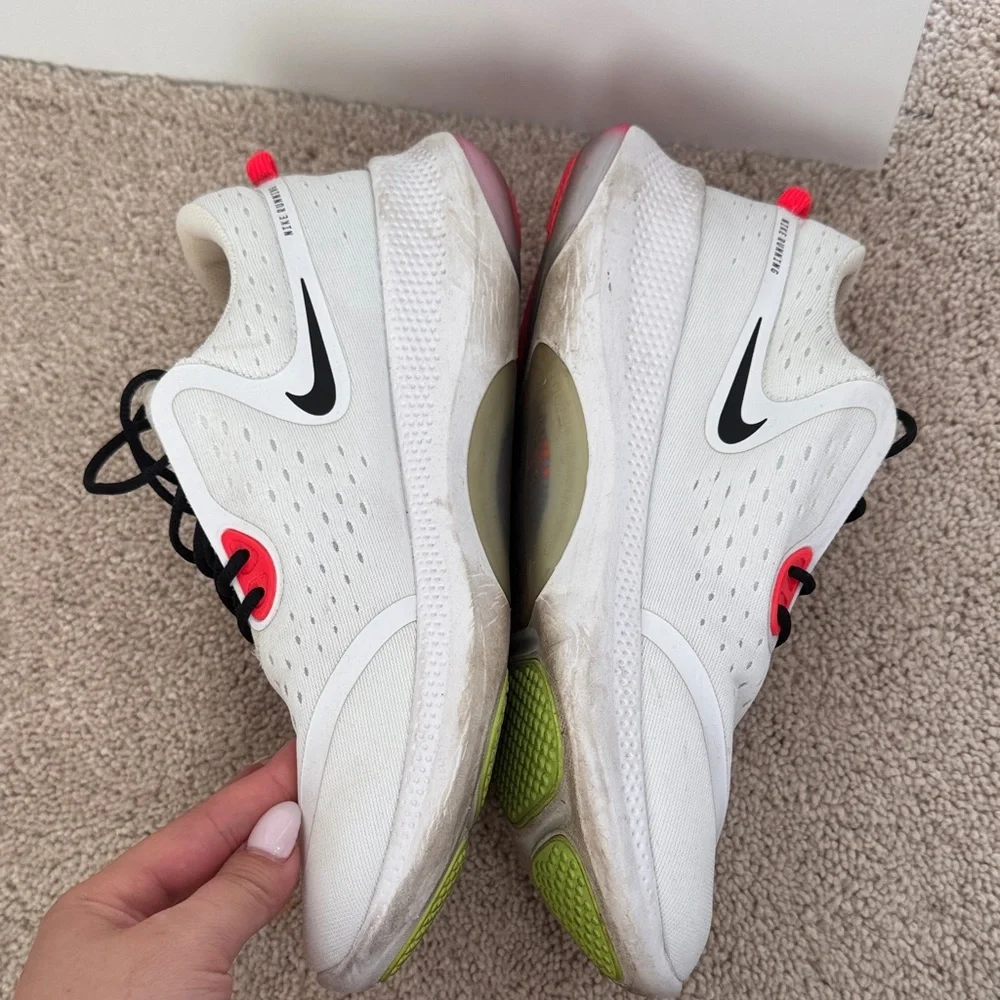 Nike White Sneakers with Black Swoosh and Hot Pink Accents